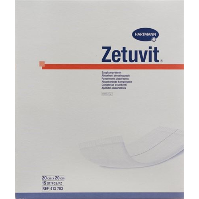 Association d'absorption Zetuvit 20x20cm stérile 15 pcs