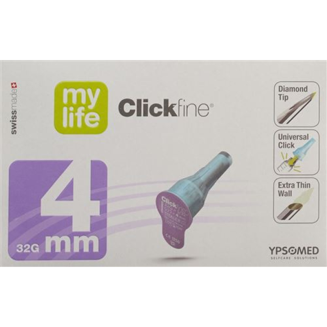 mylife Clickfine Pen aiguilles 4mm 32G 100 pcs