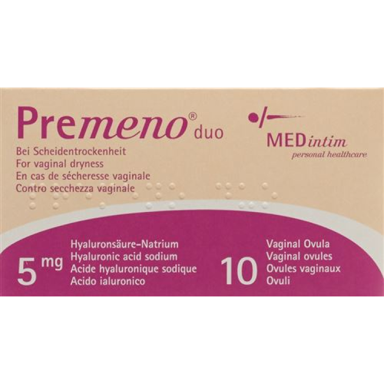 Premeno Duo Vag Supp 5 mg 10 uds