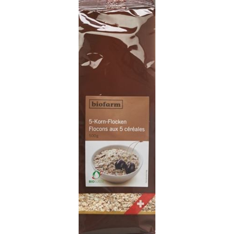 Biofarm 5 grain flakes knopppåse 5 kg