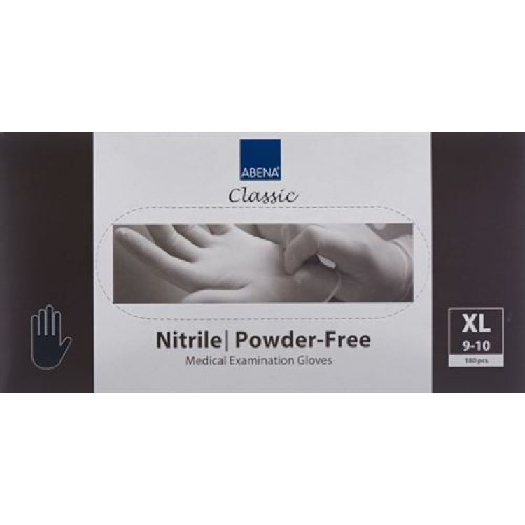 Guanti sotterranei Abena nitrile XL senza polvere nero 180 pz