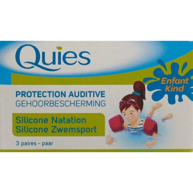 Quies Protection auditive enfant silicone natation Quies, boîte de 3 paires