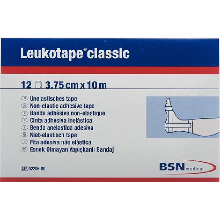 កាសែត Leukotape ខ្សែសេដ្ឋកិច្ចបុរាណ 10mx3.75cm ពណ៌ស 12 កុំព្យូទ័រ