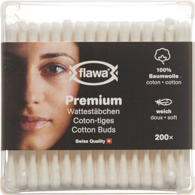 Flawa premium cotton swab Ds 200 pcs