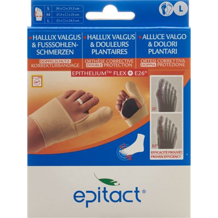 Epitact flexible double protective bandage correction hallux valgus TAG L 23-24.5cm left