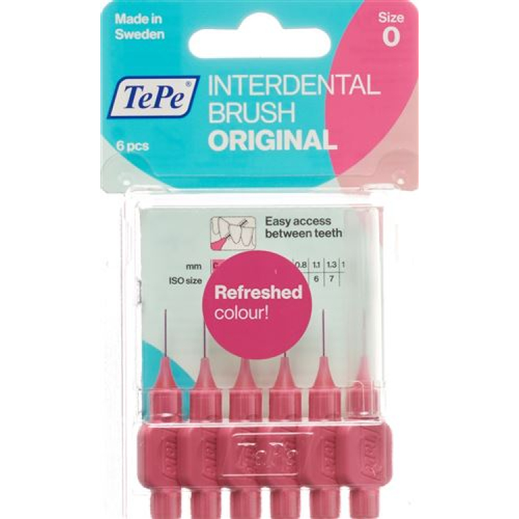 Berus Interdental TePe 0.4mm Lepuh merah jambu 6 pcs