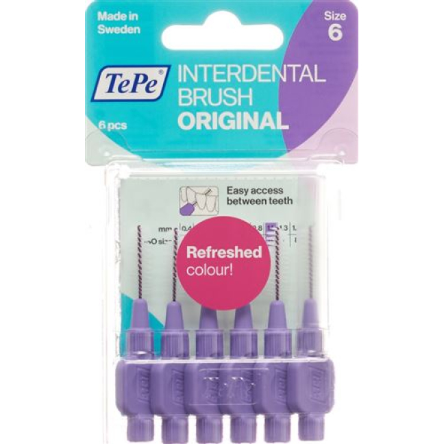 TePe 牙缝刷 1.1mm 紫色 Blist 6 件装