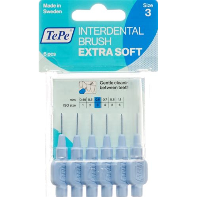 TePe hammasväliharja 0,60mm x-soft blue Blist 6 kpl
