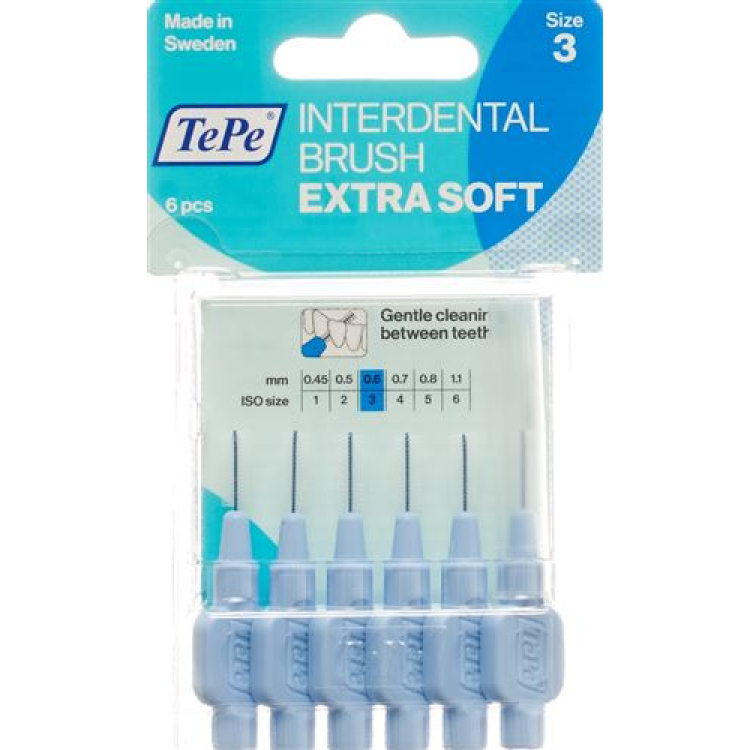 מברשת בין שיניים TePe 0.60mm x-soft blue blister 6 יחידות