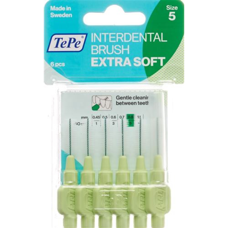 מברשת בין שיניים TePe 0.8mm x-soft green blister 6 יחידות