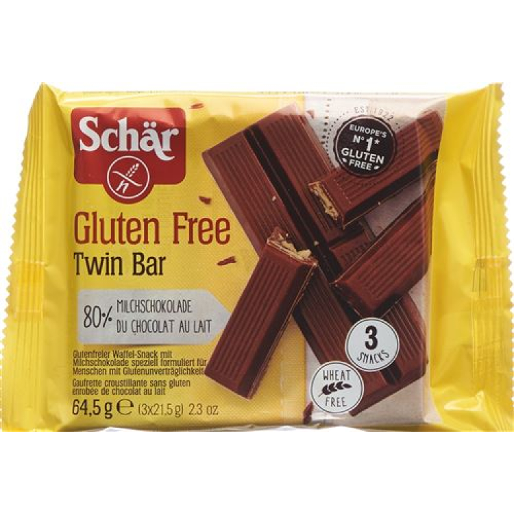 Bánh ăn nhẹ dạng thanh quần đảo đôi với sô cô la không chứa gluten 3 x 21,5 g