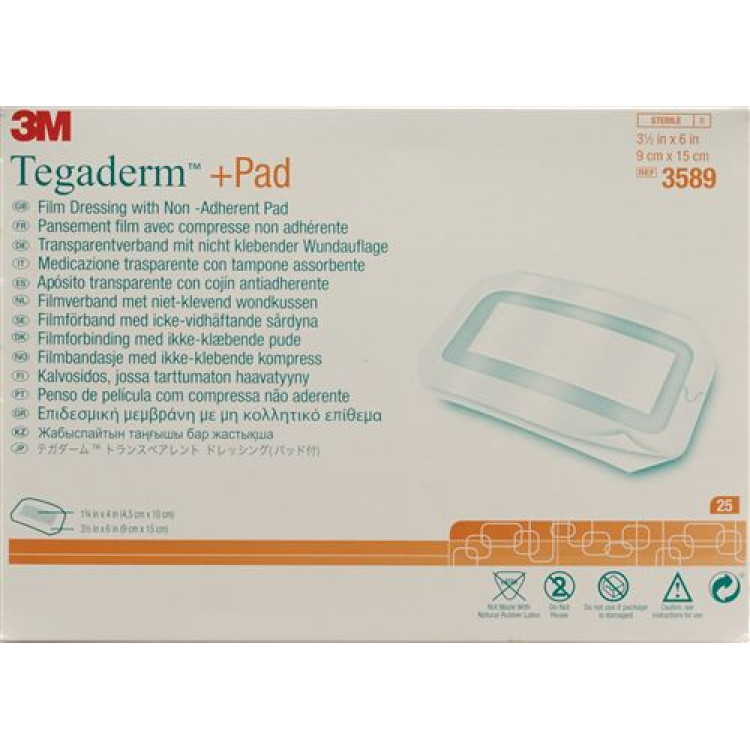 3M Tegaderm+Pad 9x15cm žaizdos įklotas 4,5x10cm 25 vnt.