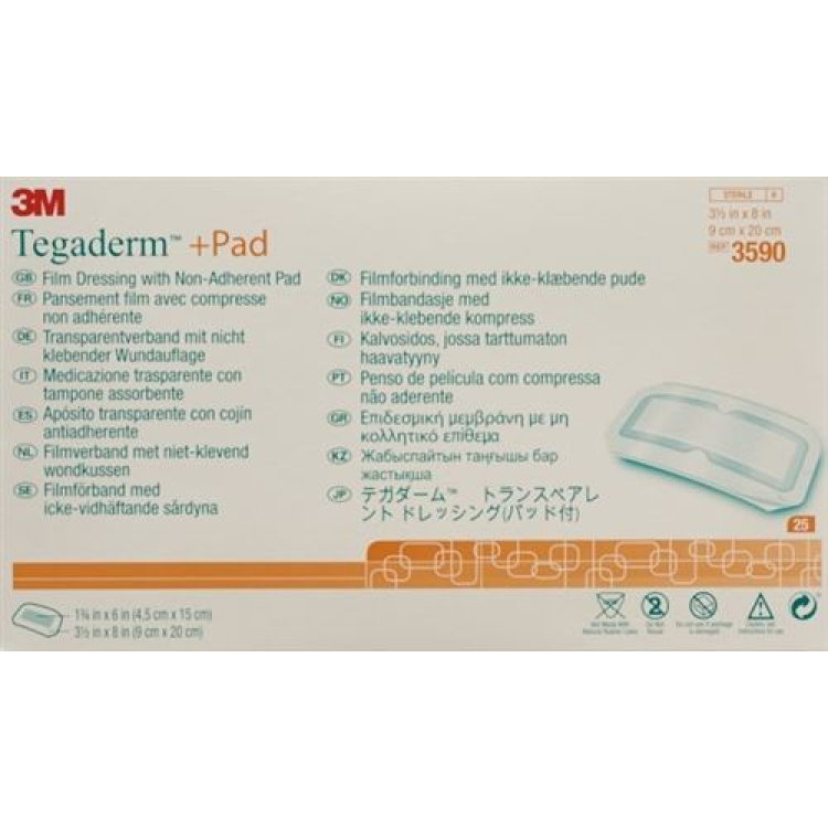 3M Tegaderm + Pad 9x20cm Opatrunek na ranę 4,5x15cm 25szt