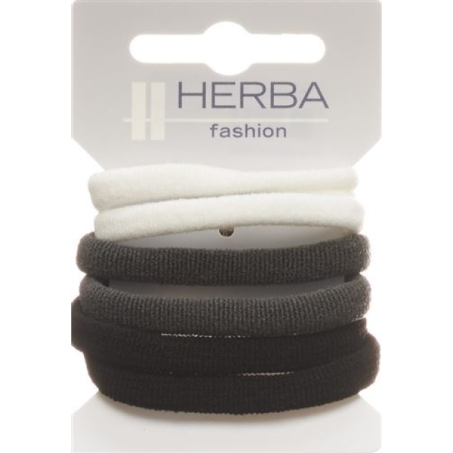 Herba Hair Tie 4.5cm white/grey/black 6 pcs