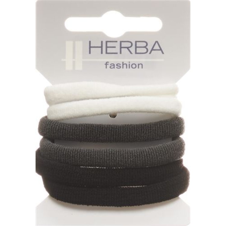 Herba Hair Tie 4,5cm hvit/grå/svart 6 stk