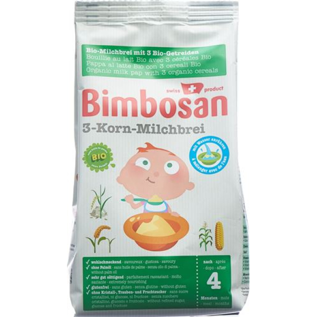 Bimbosan 3 grãos Mingau de leite orgânico 280 g