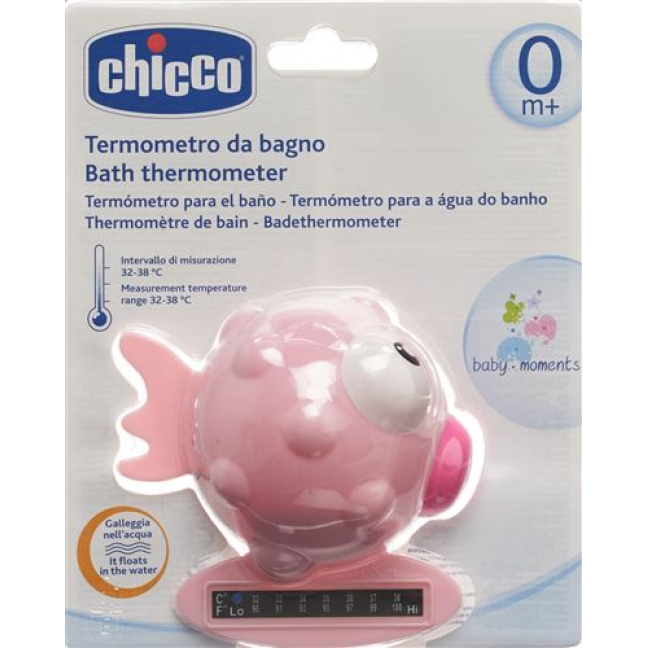 Chicco Bath Thermometer Globe Fish pink 0m +