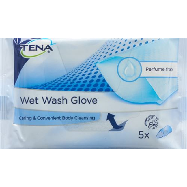 TENA Wet Wash Glove illatmentes 5 db