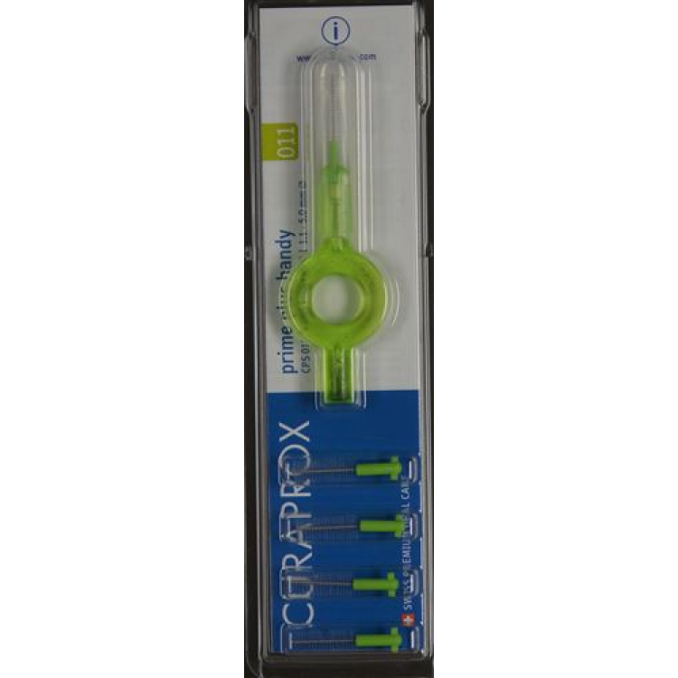 Curaprox CPS 011 prime plus praktiske 5 interdentalbørster + 1 holder