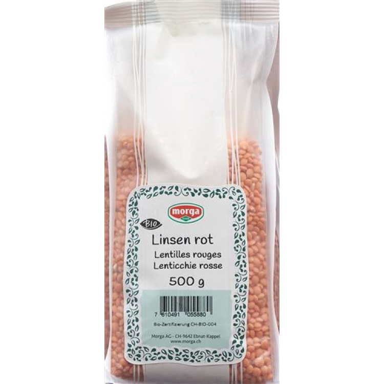 Morga lentils red organic bag 500 g