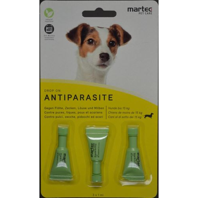 martec PET CARE ANTIPARASITE Dog에 드롭 -15kg 3Tb 1ml