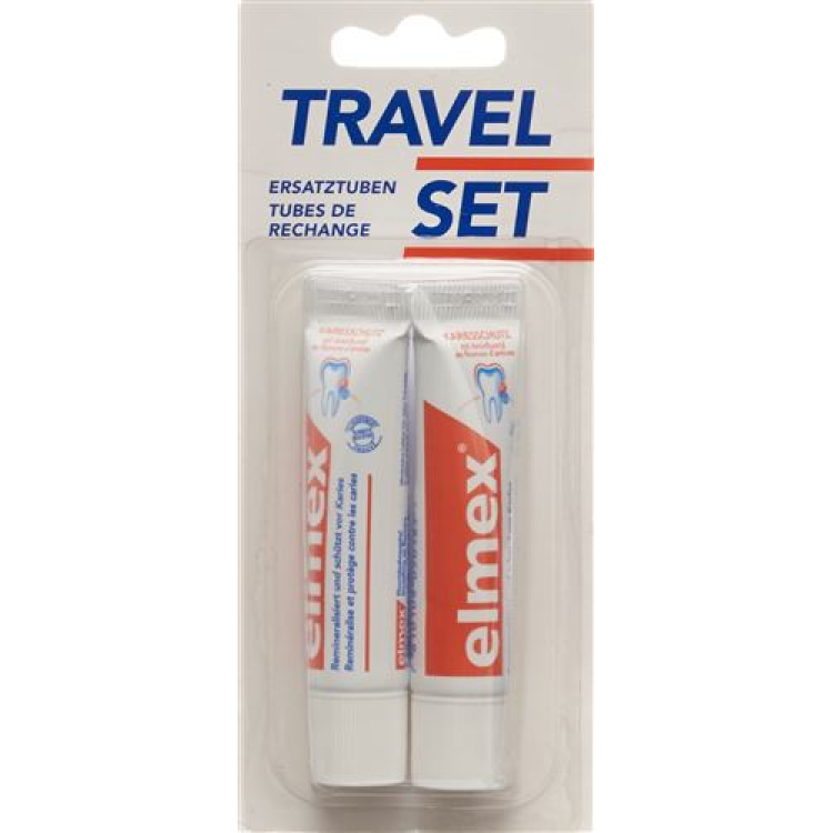 Elmex TRAVEL SET معجون أسنان لإعادة الملء 2 × 12 مل