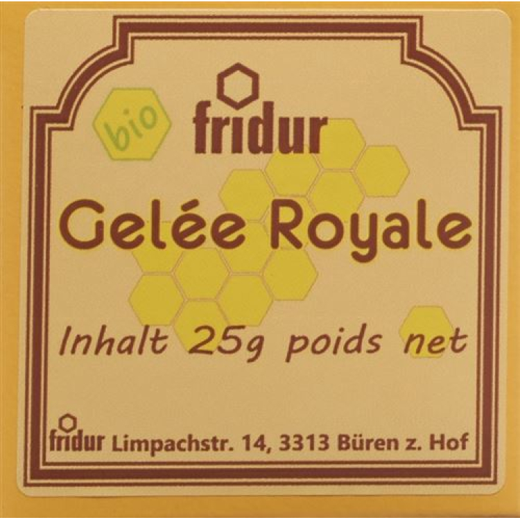 Frasco de geléia real orgânica Fridur 25 g