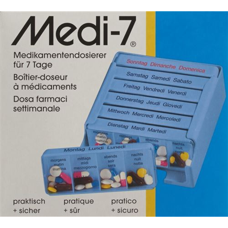 Medi-7 medicator Duits/Frans/Italiaans blauw