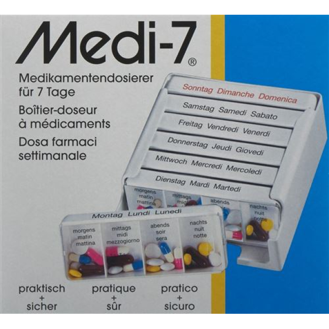 Medi-7 Medikamentendosierer deutsch/französisch/italienisch weis