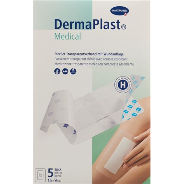 Dermaplast Medical bandagem transparente 15x9cm 5 unid.