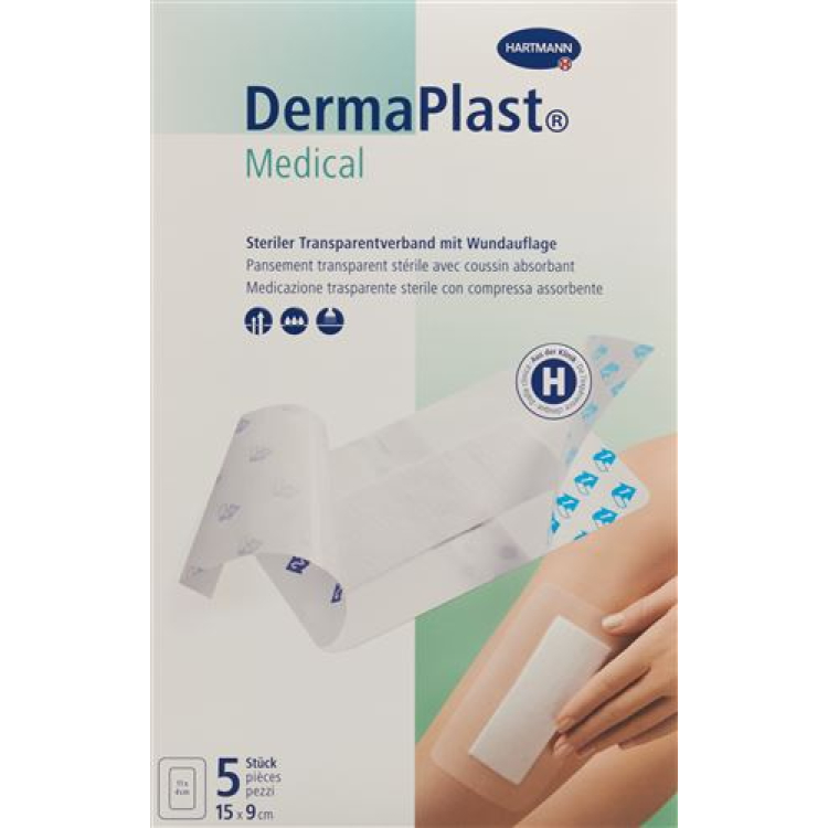 Dermaplast Medical átlátszó kötszer 15x9cm 5 db