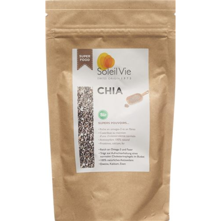 Soleil Vie Chia Seeds אורגניים 180 גרם