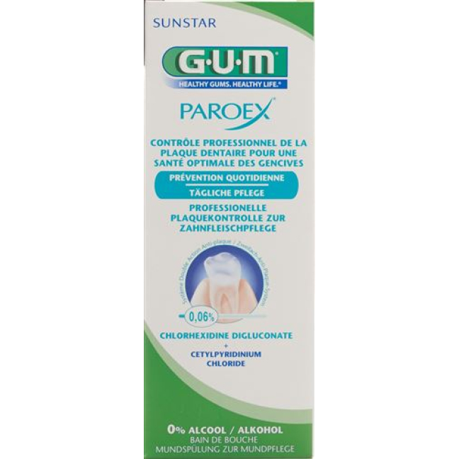 ГУМ SUNSTAR Paroex жидкость для полоскания рта 0,06% на хлоргексидин 500 мл