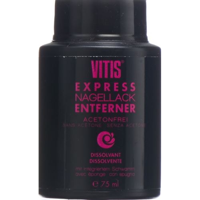 Vitis EXPRESS ფრჩხილის ლაქის მოსაშორებელი აცეტონის გარეშე ღრუბლით 75 მლ