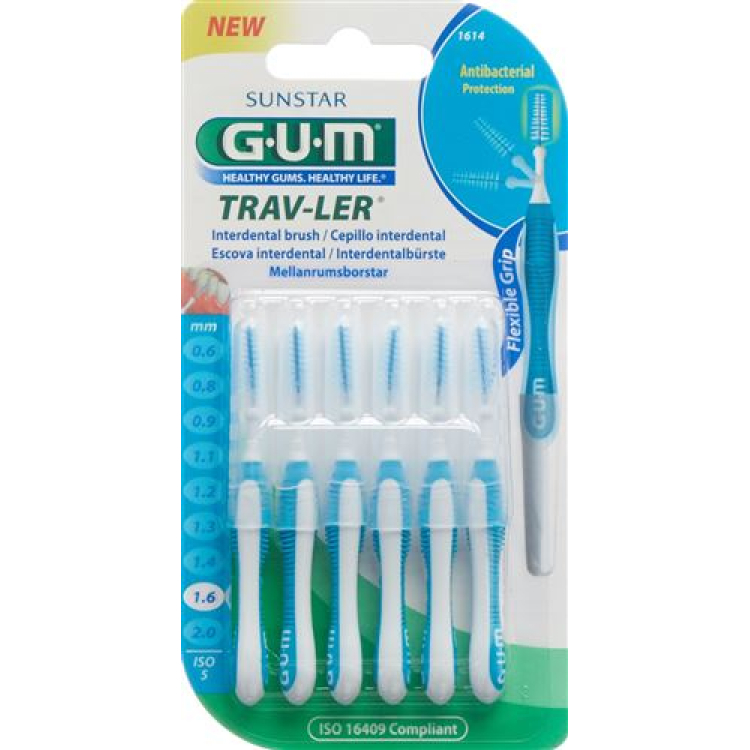 GUM SUNSTAR Proxabrush Trav-Ler ISO standard 1.6mm 5 konus plava 6 kom