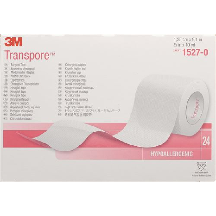 3M Transpore roll plaster 12mmx9.14m transparent 24 pcs