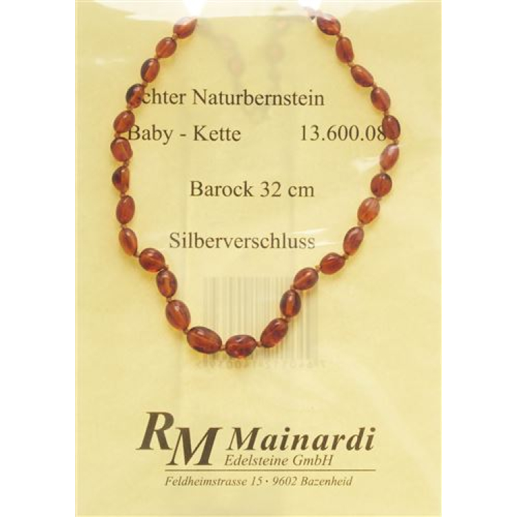 MAINARDI naturlig bärnsten 32cm Barock Silberverschl