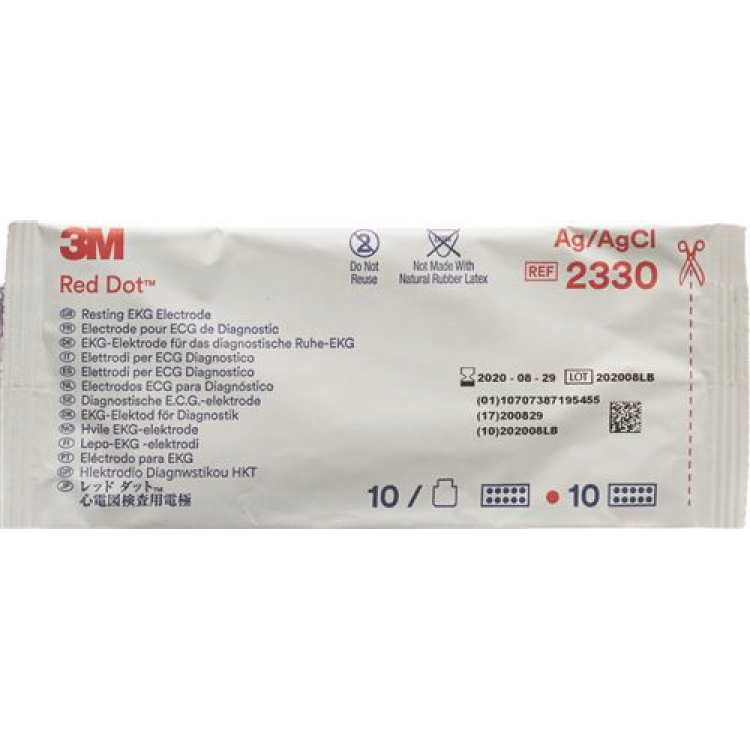 Électrodes ECG de repos 3M Red Dot 10 x 10 pièces 2330