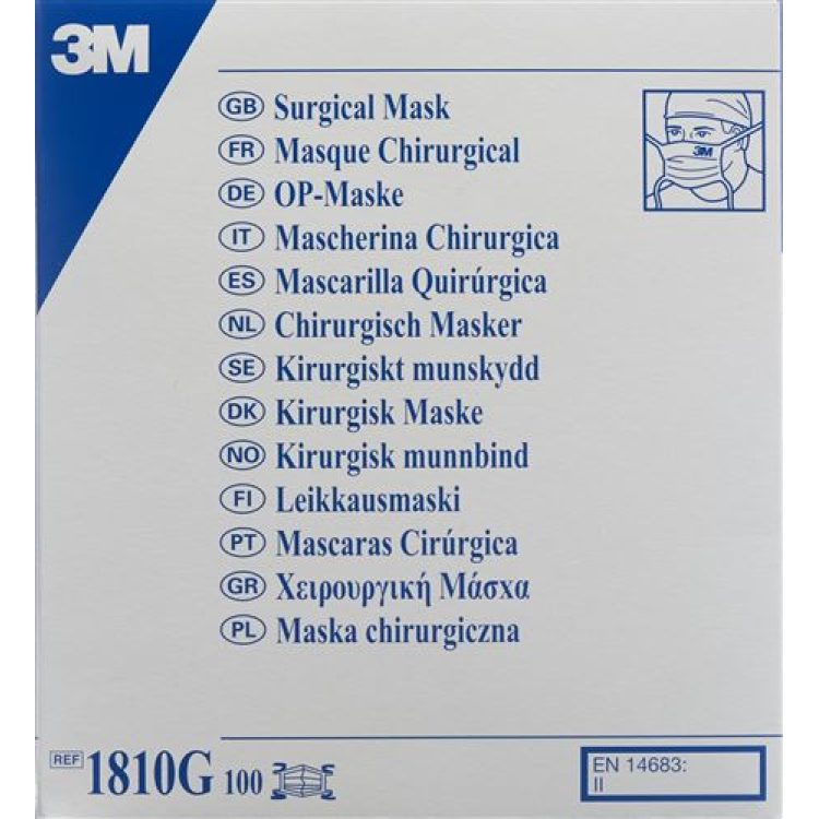 3M OP maske Skånsom type II hvit 100 stk