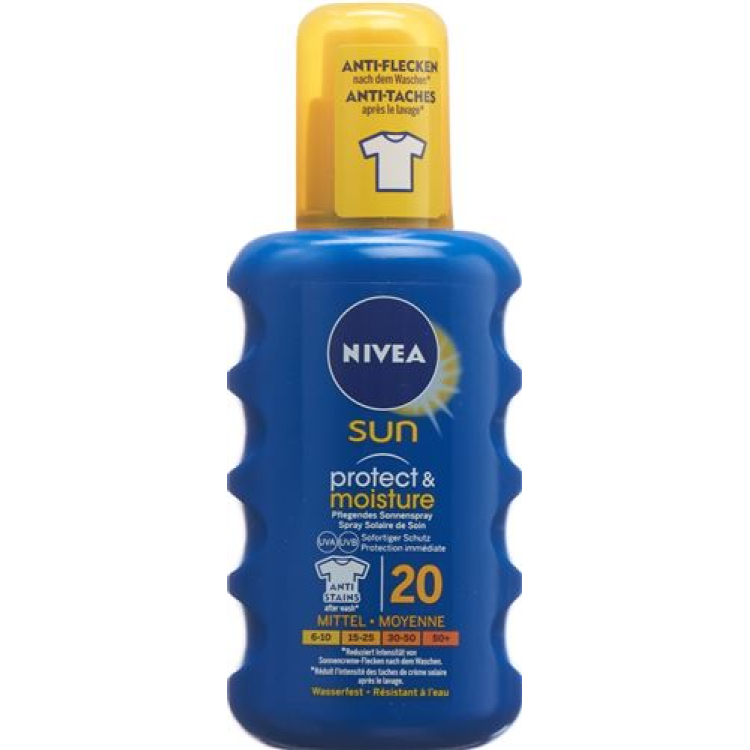 Nivea Sun Protect & Moisture rūpestingas purškiklis nuo saulės SPF 20 200ml