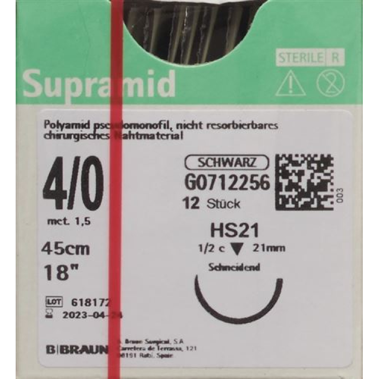 SUPRAMID 45cm HS 21 4-0 siyah 12 adet