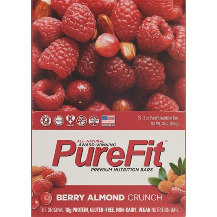 PureFit 蛋白质棒浆果 100% 纯素 15 x 57 克