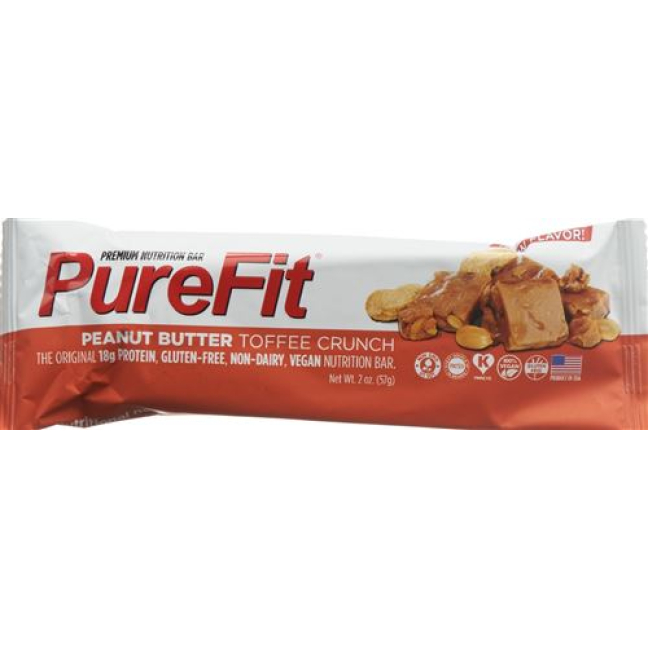 PureFit Protein Bar Toffee Crunch 100 % vegansk 15 x 57 g