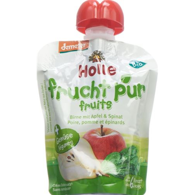 Holle Pouchy Pear Apple and Spinach 90 g