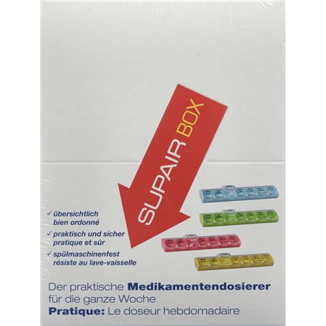 Supairbox 1x7 weekly dispenser German/French rainbow of 12 p