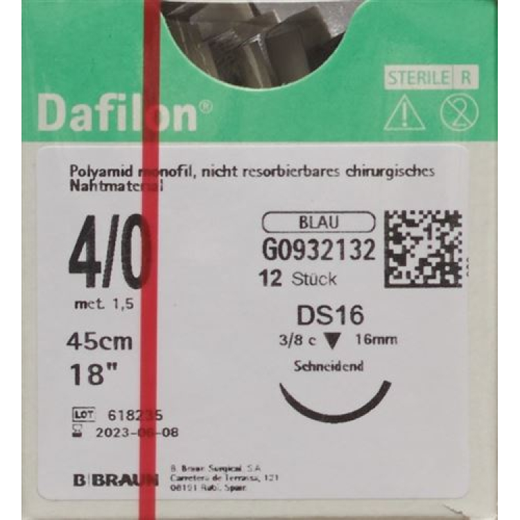 DAFILON 45см көк DS 16 4-0 12 дана