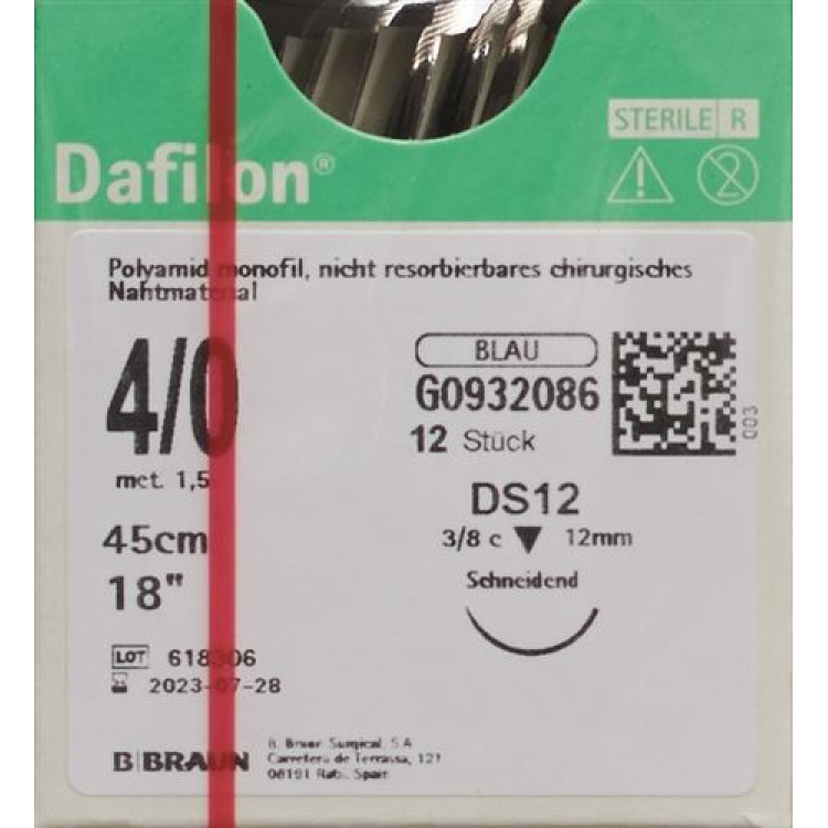 DAFILON 45см көк DS 12 4-0 12 дана