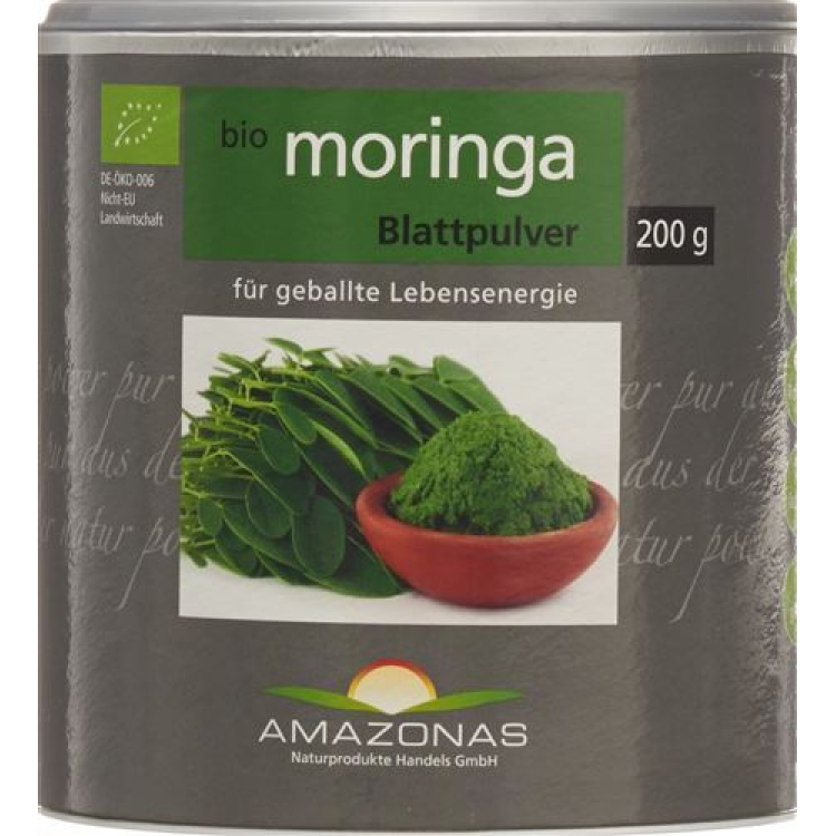 AMAZONAS moringa օրգանական տերևի փոշի 100% մաքուր 200 գ