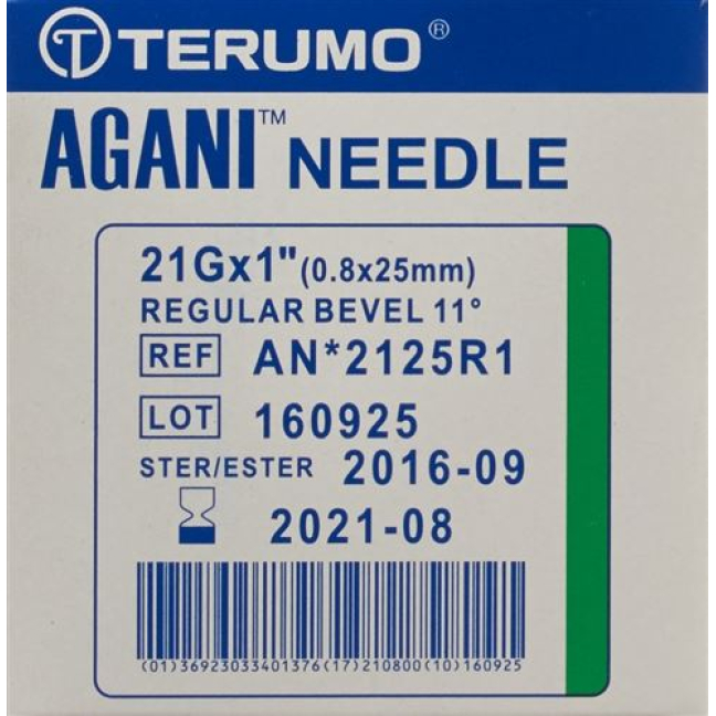 Terumo Agani engangskanyle 21G 0,8x25mm grønn 100 stk.