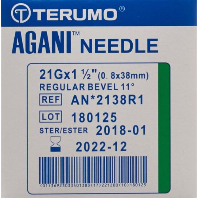 Terumo Agani engangskanyle 21G 0,8x38mm grønn 100 stk.